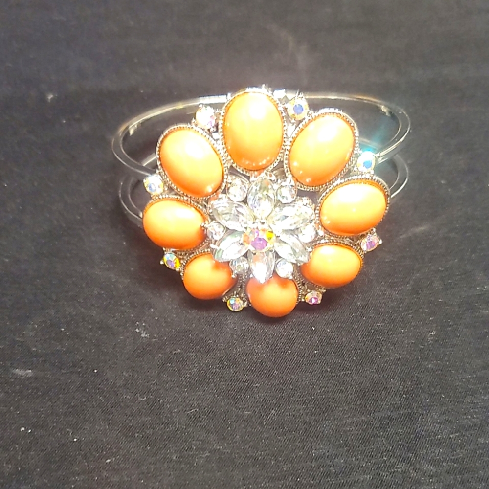 Womens jeweled floral cufflink bracelet